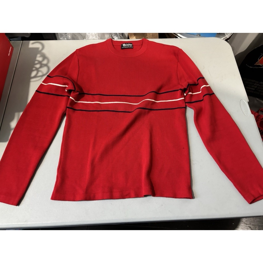 Vintage 80's MEISTER Red Apres Ski 100% Acrylic Close Knit Unisex Sweater L